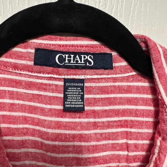 Red striped cotton button down. - Picture 2 of 2